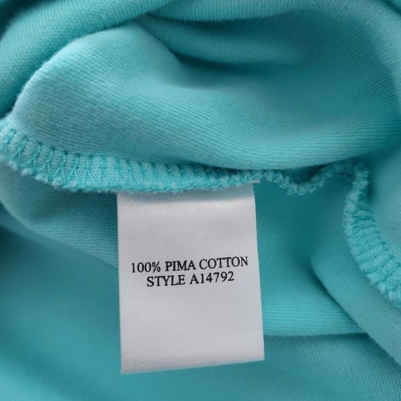 Koret Pima Cotton Layering Scoop Neck T Shirt Top Aqua XL Curved Hem - Picture 6 of 7